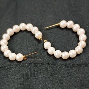 Elegant Pearl Hoop Earrings